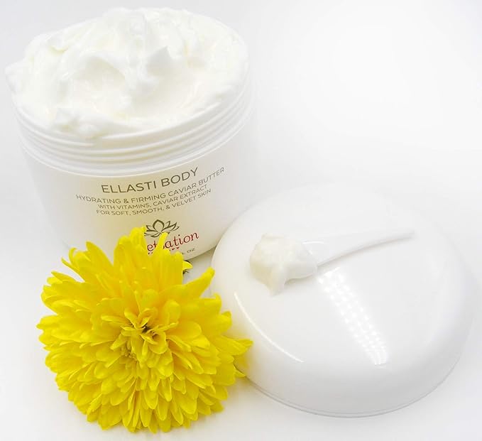 / YUNASENCE ELLASTIBODY Hydrating Firming Caviar Butter Moisturizing Cream, with Caviar Extract, Vitamin E, Reishi, Avocado & Green Tea. 9.5oz. For soft, comforted skin.