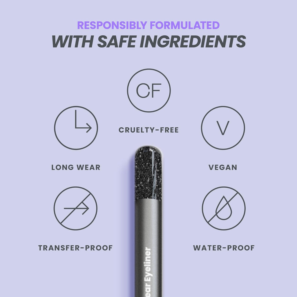 Wonderskin Eyeliner Pencil, 1440 Longwear Black Glitter Eyeliner Pencil - Waterproof, Sharpenable & Smudge Proof