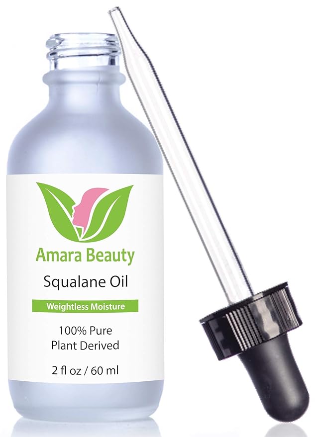 Amara Beauty Squalane Oil Moisturizer with 100% Pure Plant Derived Squalane for Face, Body, Skin and Hair - Face Oil 2 fl. oz.