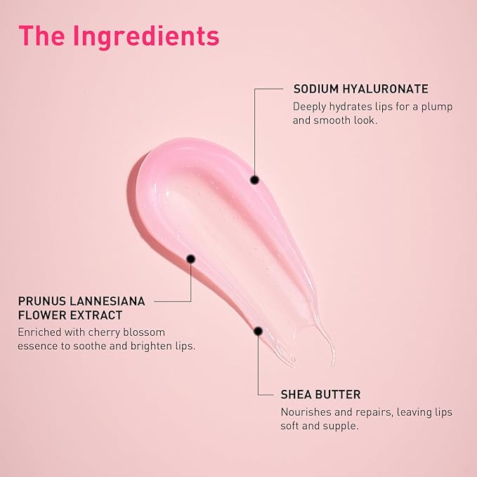 Lip Glowy Balm Cherry Blossom, Lip Staff enriched with Shea Butter, Wolfberry Extract & Hyaluronic Acid Complex, Gloss Finish - Light Weight with Shea Butter