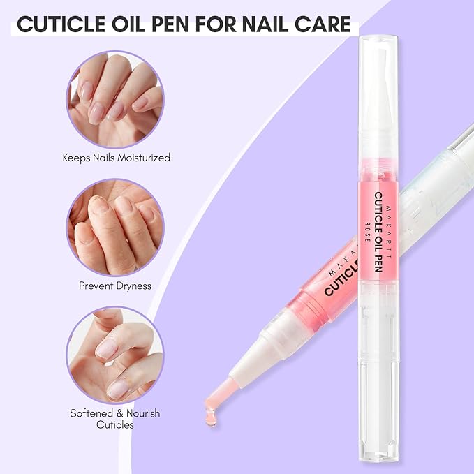 Makartt 3Pcs Cuticle Oil Pen Nail Care Set, Nail Cuticle Revitalizer Oil 5ML Nail Repair Bundle Builder Nail Gel 15ml 5 in 1 Multifunctional Clear Gel Nail Polish