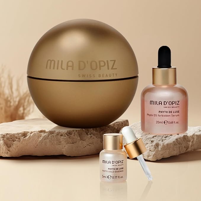 Mila d'Opiz Phyto De Luxe Gold Essence Concentrate - Face Serum for Women and Men - Firming and Anti Aging Serum with Gold and Silk Extracts - 2 pc