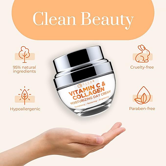 Vitamin C & Collagen Daily Face Moisturizer - Dermatologist Tested, Moisturizing & Firming, Anti-Aging, Cruelty-Free Korean Skincare, All Skin Types - 1.69 oz