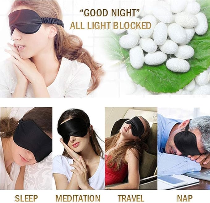 100% Natural Mulberry Soft Silk Sleep Mask, Light Blocking Eye Masks For Sleep, Night Blindfold Eye Mask Cover For Men And Women, Sleeping Night Mask For Travel
