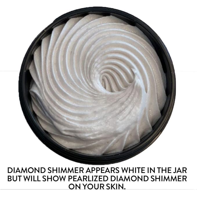 GLIMMER GODDESS Organic Whipped Body Butter - Subtle Level 1 Diamond Shimmer - Moisturizing & Nourishing Skincare with Natural Ingredients - Gentle Glow & Hydration for All Skin Types - 4.0 oz