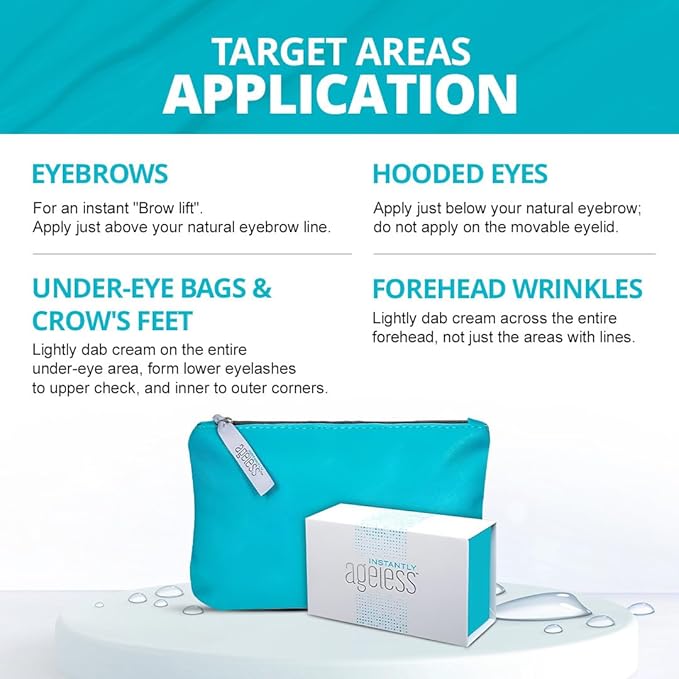 Instantly Ageless - Instant Face Lift Cream - Skin Care for Anti Aging face cream - Instant Under Eye Bags Remover - Facelift in a Box of 25 Vials with Makeup Bag