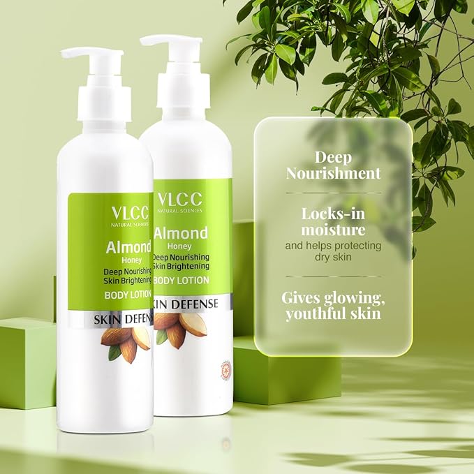VLCC Almond Honey Body Lotion | with Deep Nourishing & Skin Enhancing Properties | Gives Supple, Moisturized, & Youthful Skin | 11.83 Fl Oz/350 ml (Pack of 2)
