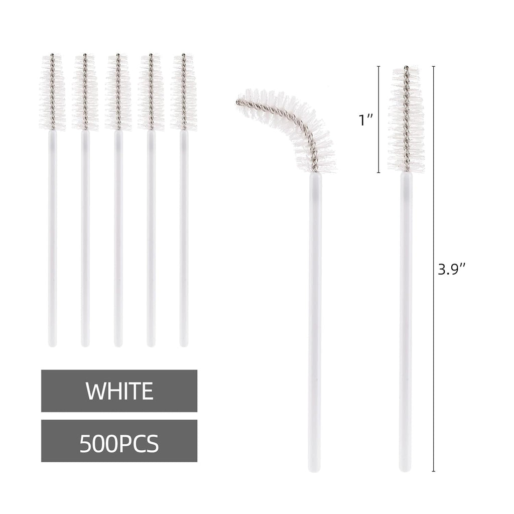 Tbestmax 500 Disposable Mascara Wands Eyelash Brush White Spoolies for Eyebrow Eye Lash Extension