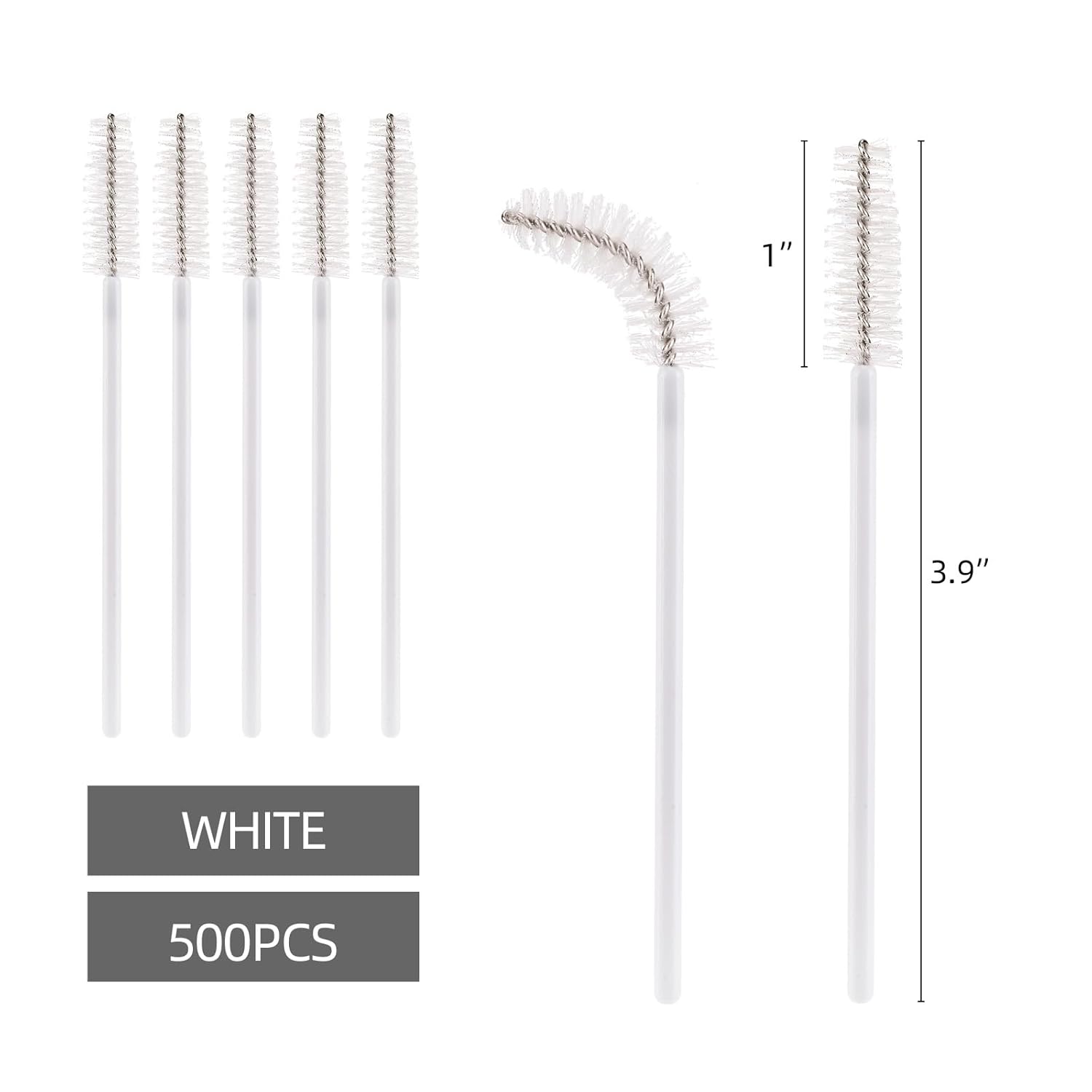 Tbestmax 500 Disposable Mascara Wands Eyelash Brush White Spoolies for Eyebrow Eye Lash Extension