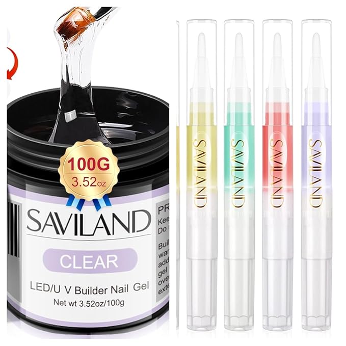 SAVILAND LED & U V Builder Nail Gel and Natural Cuticle Oil Pen