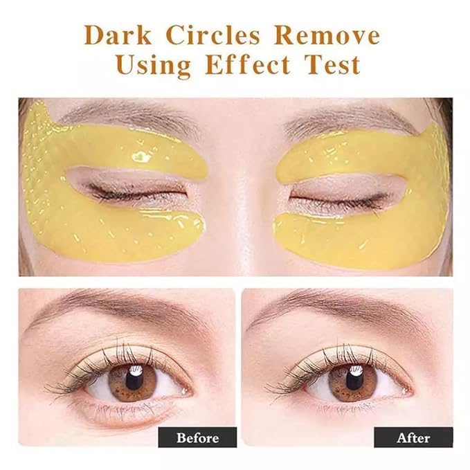Gold Hydrogel Eye Patches, Collagen Crystal Under Eye Gel Mask Pads - Reduce Wrinkles,Puffy Eyes,Dark Circles,Undereye Bags - Eyes Contour Moisturizer Mask, Improve Skin Elasticity -5 Pairs