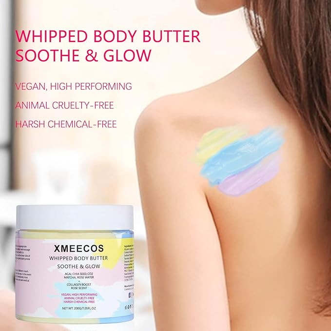 Whipped Body Butter for Men and Women | Vegan| Cruelty-free| Moisturizing| Soothing| Gentle| Collagen| Giftable Great for Dry Skin