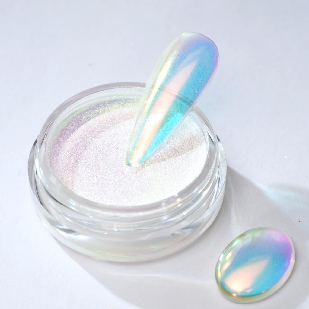 Pretty Diva Mermaid Chrome Nail Powder - Unicorn Chrome Nails Powder Aurora Iridescent Powder Pigment for Nails, Opal Mica Powders Sunset Chrome Nail Powder Manicure Pigment