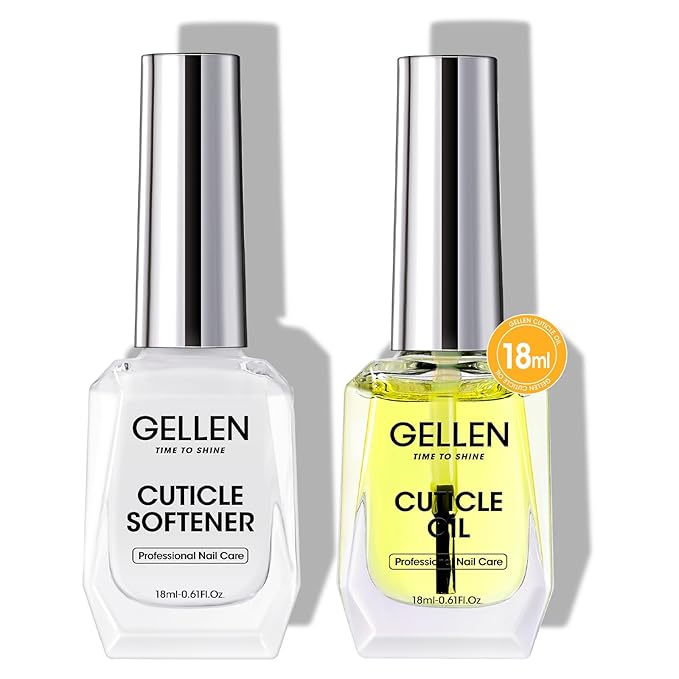 Gellen Cuticle Oil & Softener for Nails, 2 Pcs 18ml Cuticle Remover & Strengthener, Nail Cuticle Protector, 2 in 1 Nail Care Kit for Cuticle Removing & Repairng Manicure Essentials for Gel Nail Polish