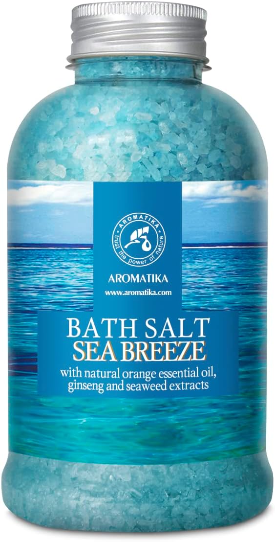 Bath Salt Sea Breeze 21.16 Oz with Natural Essential Oils Orange & Ginseng & Seaweed - Best for Good Sleep - Relaxing - Calming - Body Care - Beauty - Aromatherapy