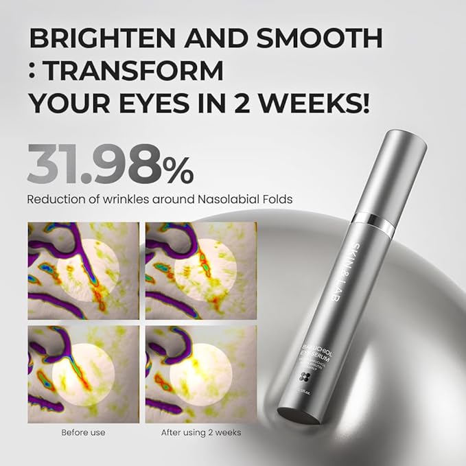 [SKIN&LAB] Bakuchiol Eye Serum with Caffeine, Roll-on Korean Under Eye Serum, Anti-Aging Wrinkle Care for Fine Lines, vegan, cruelty-free, 0.5 fl. Oz