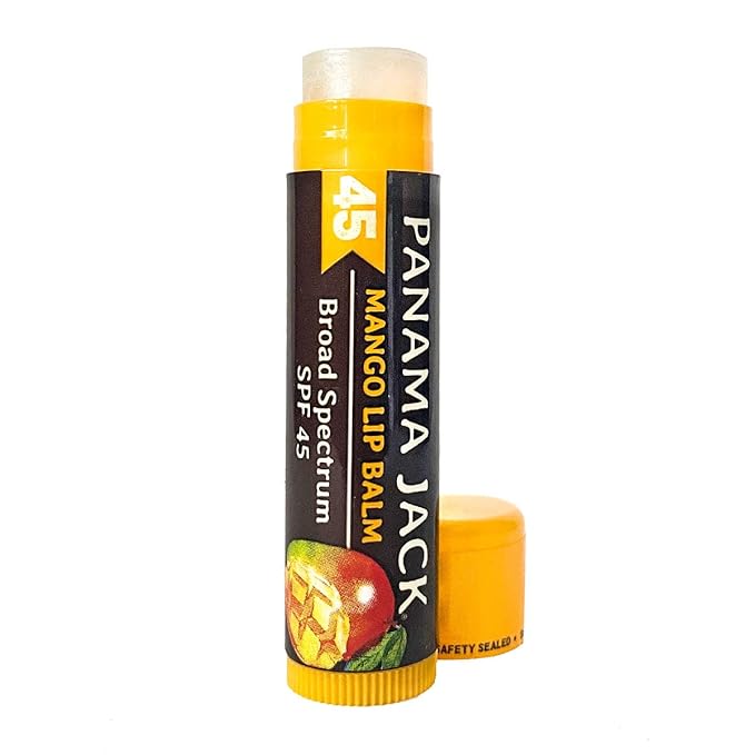 Panama Jack Sunscreen Lip Balm - SPF 45, Broad Spectrum UVA-UVB Sunscreen Protection, Prevents & Soothes Dry, Chapped Lips, Mango, 3-pack