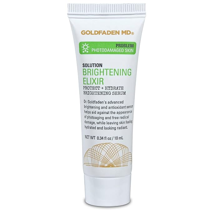 Goldfaden MD Brightening Elixir | Serum w/Vitamin C, Ferulic Acid, Vitamin B & Vitamin E Helps Aid Against Appearance of Photoaging | Leaves Skin Feeling Hydrated & Looking Radiant TRIAL .34 Fl Oz