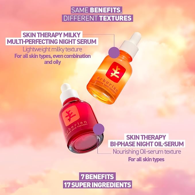 Erborian Multi-Perfecting Milky Night Serum, Skin Therapy, for Wrinkles & Fine Lines, Texture, Evenness - Visible Results after 1st Night - Hydrating with 10% PHA, Hyaluronic Acid - Korean Skincare