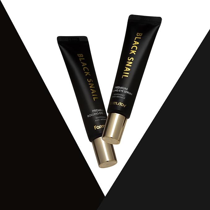 Farmstay Black Snail Premium Rolling Eye Serum - Eye Serum for Dark Circles and Puffiness - Snail Mucin for Improved Collagen Production - 0.84 oz
