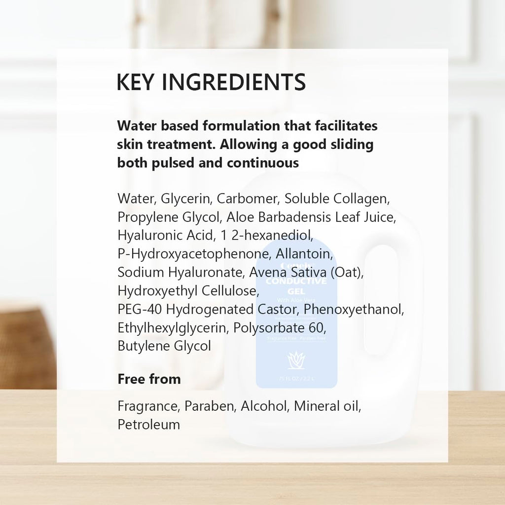 Conductive Gel with Aloe Vera for Face Microcurrent, Deep Hydrating Formula Radio Frequency Gel, Fragrance-Free, Paraben-Free, 75 fl oz