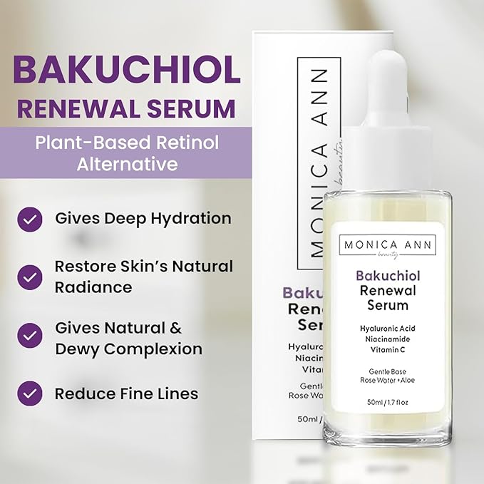 Bakuchiol Renewal Serum with Hyaluronic Acid, Niacinamide, and Vitamin C, 50ml