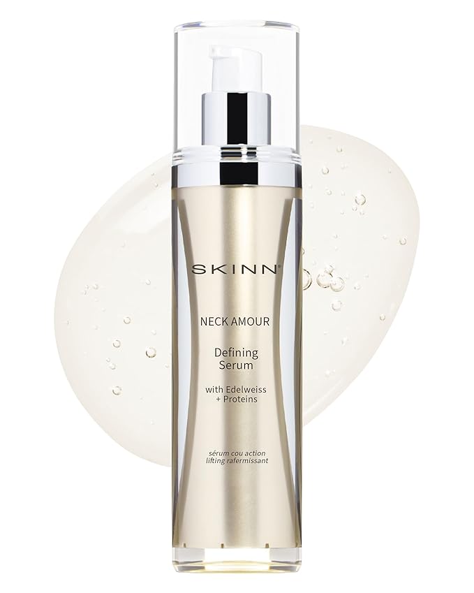 SKINN Neck Amour Defining Serum - Anti-Aging Neck Firming & Tightening Cream - Hydrating & Brightening Peptides Exfoliates Lifts & Firms Skin for Radiant Complexion - Enriched with Rice Protein