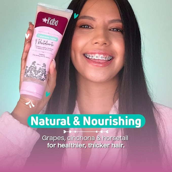 D'Luchi Kaba Revitalizing Hair Treatment with Grapes, Cinchona and Horsetail for Thicker & Fuller Hair, Moisturizing and Restoring Hair Treatment - 7.8 Oz