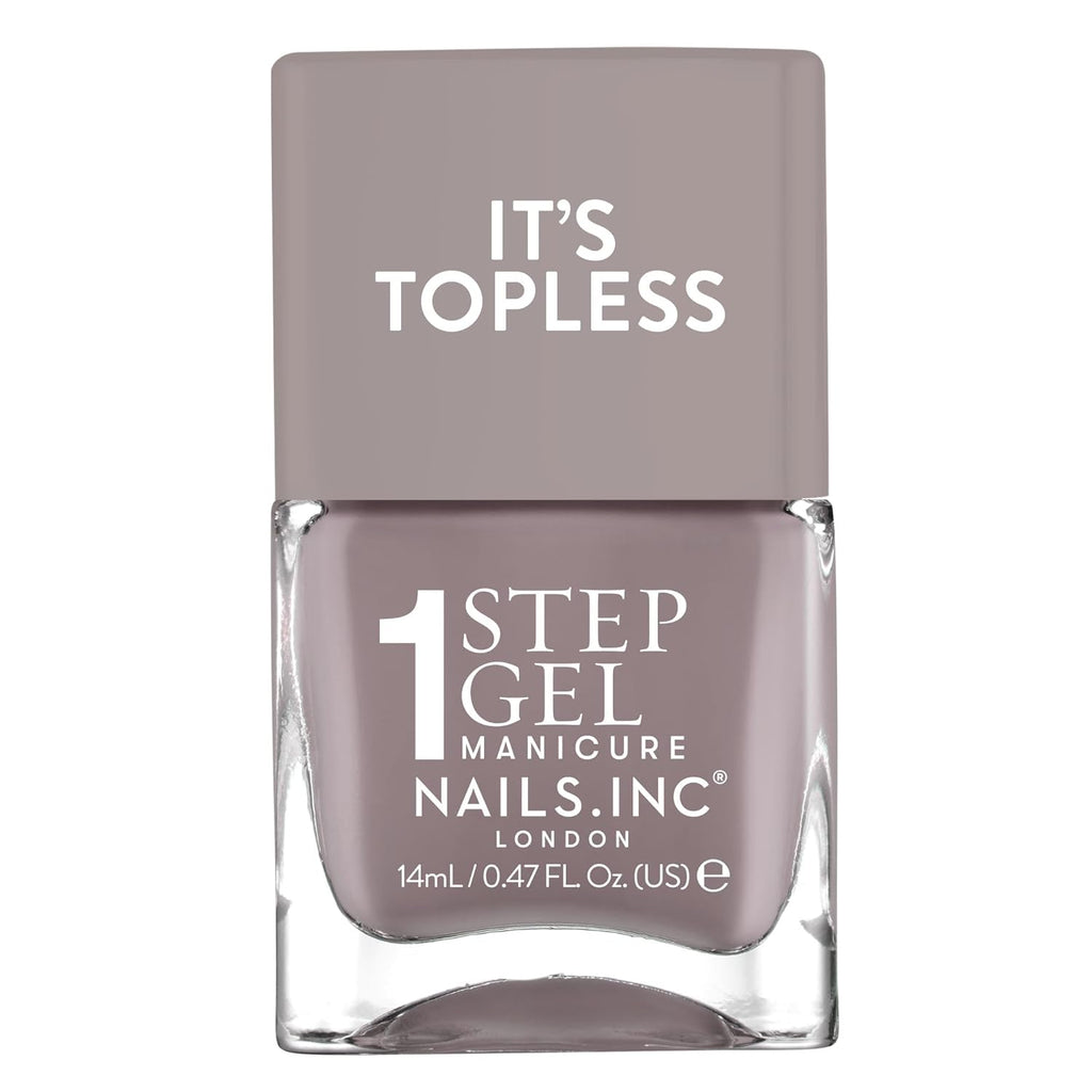 Nails Inc It's Topless Gel-Like Nail Polish, 4-in-1 Base Coat, Treatment, Color & Top Coat, Long Lasting, Strong, Chip Free Nails, Glossy Salon Quality Manicure, Air Dry Nail Polish, Megan, 0.47 Fl Oz