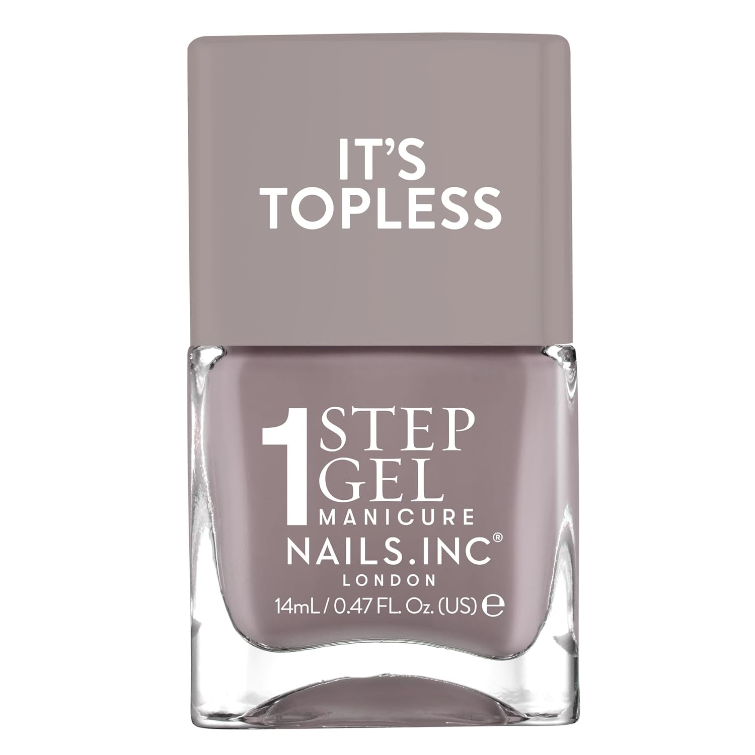 Nails Inc It's Topless Gel-Like Nail Polish, 4-in-1 Base Coat, Treatment, Color & Top Coat, Long Lasting, Strong, Chip Free Nails, Glossy Salon Quality Manicure, Air Dry Nail Polish, Megan, 0.47 Fl Oz
