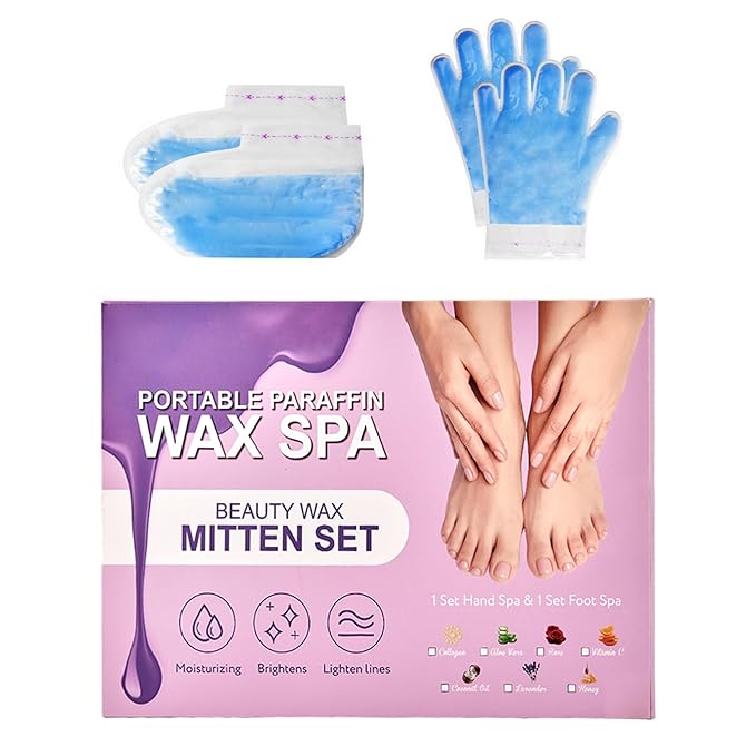 10-Minute Paraffin Hand & Foot Treatments, Self Contained Paraffin Wax Gloves and Booties Set for Intensive Hydration At Home (Coconut Oil)