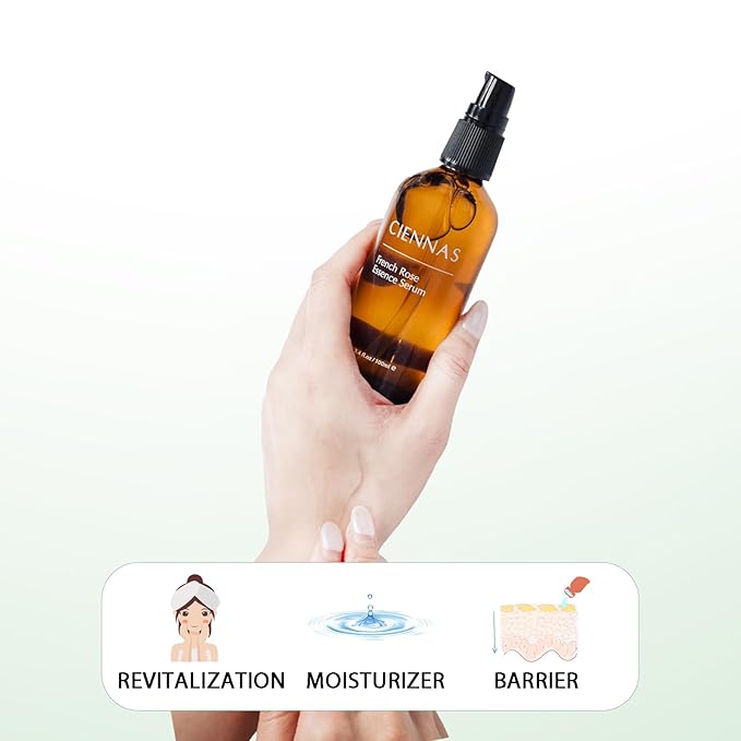 French Rose Essence Serum,Hydrating & Glowing Face Serum with Natural Rose Extracts, Anti-Aging, for All Skin Types - 3.4 Fl.oz