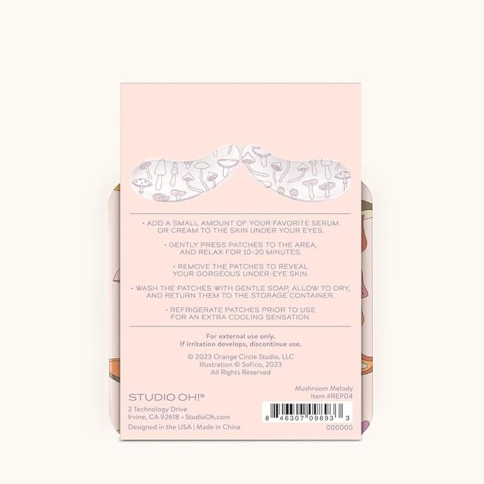 Studio Oh! Reusable Under-Eye Patches, Puffy Eyes Treatment and Under Eye Masks Skincare, 100% Silicone Eye Patches, Pairs with Favorite Serums or Creams, Mushroom Melody
