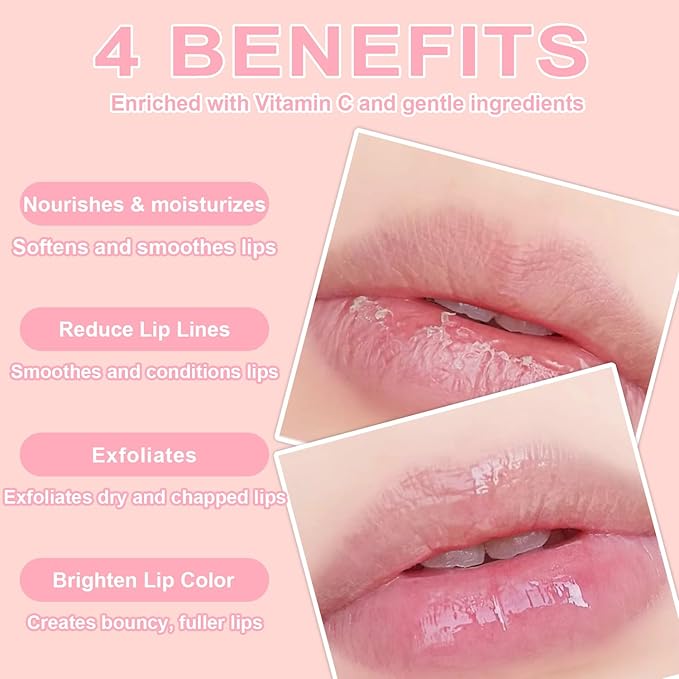 4 PCS Bee Lip Balm Honey Pot, Hydrating Lip Mask & Lip Scrub Set, Watermelon Strawberry Apple Lime Peach Moisturizing Lip Sleeping Mask Prevention Dry and Cracked, Reduce Lip Lines