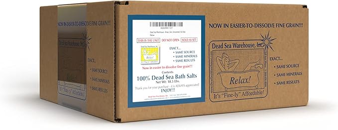 Dead Sea Warehouse – Amazing Minerals Dead Sea Bath Salts – 18.5 LBS – Highest Mineral Content – Moisturize & Soothe – Natural Muscle Tension Relief