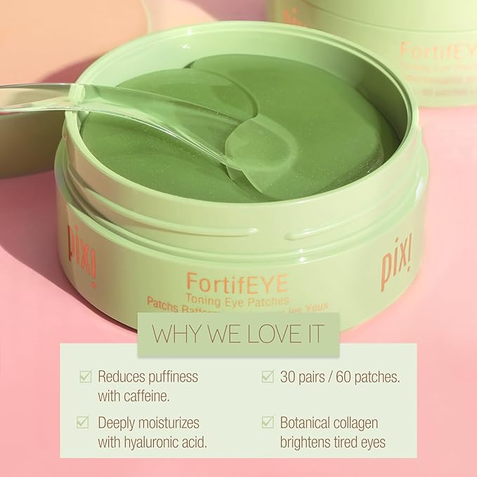 Pixi FortifEYE Firming Hydrogel Under-Eye Patches, Collagen to Energize & Tone Eye Area, 30 Pairs / 60 Patches