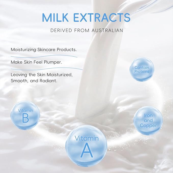 Milk Skincare For Girls 10-12, Milk Extract Set Skin Care For Teens 10-12, Skin Care For Kids Travel Size Set For Daily Use, Hydrating, Gentle, Natural, Moisturizing, Skin Care For Kids 8-9