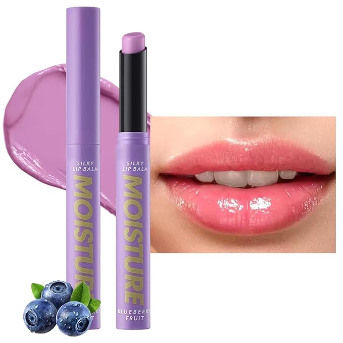 2 in 1 Moisturizing Tinted Lip Gloss Lip Balm Hydrating Glossy Hypoallergenic Natural Women Girls Teens Students Long Lasting Dry Lip Care Grape # 01