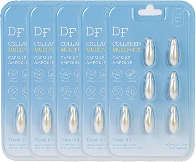 Multi-Vita Capsule Ampoule – Anti-Wrinkle Firming Serum with Hyaluronic Acid, Collagen & Ceramide, Vegan Vegetable Oil Base, Deep Hydration, Korean Skin Care, 7 Capsules per Pack,5 Packs