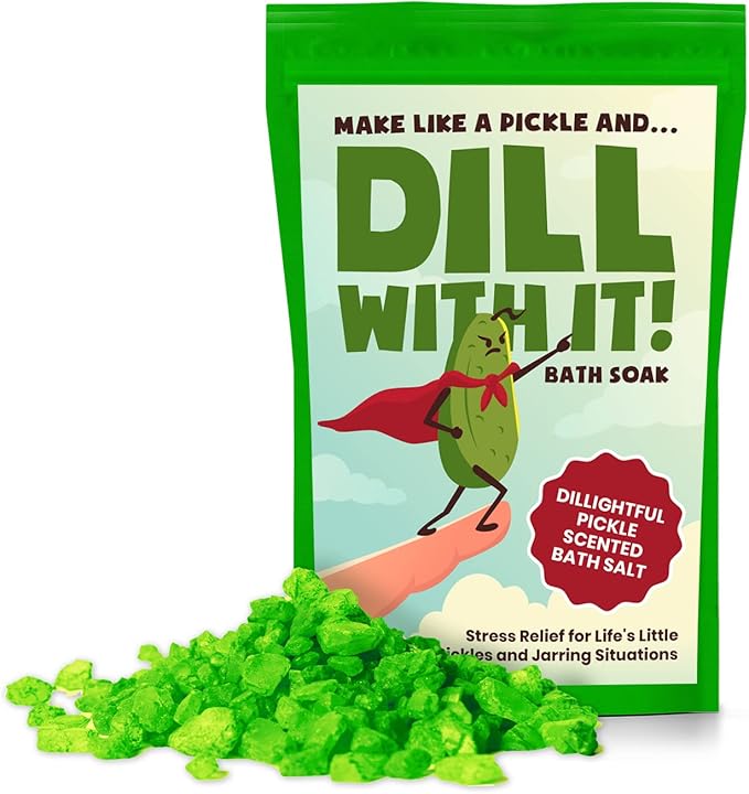 Dill with It Pickle Bath Soak - Premium Dill Pickle Scented Bath Salts for Teens - Weird Spa Gift for Pickle Lovers, Funny Stocking Stuffers, Grab Bags, and Gift Baskets