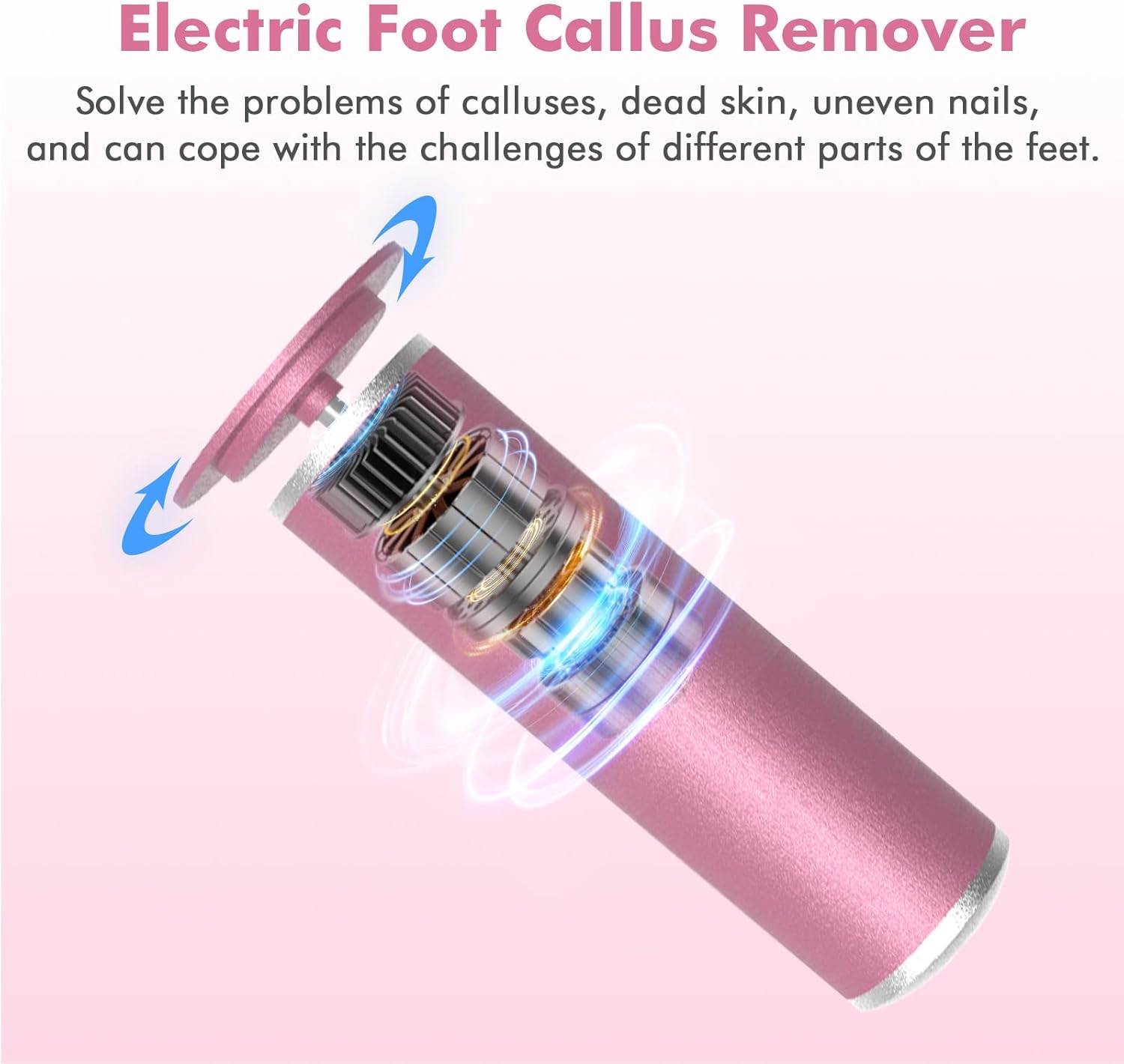 2 in1 Electric Foot Callus Remover Waysse Callus Remover for Feet with Replacement Sandpaper Discs, Adjustable Speed Electric Foot File Professional Pedicure Tool for Dead Skin Calluses