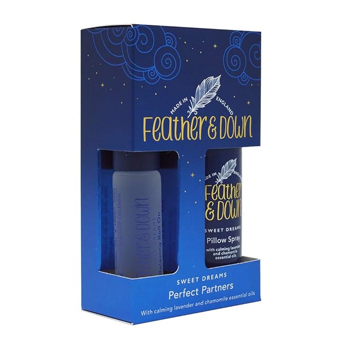 Feather & Down Sweet Dream Perfect Partners Gift Set: 50ml Pillow Spray & 10ml Roll-On, With Calming Lavender & Chamomile Essential Oils, Vegan & Cruelty Free