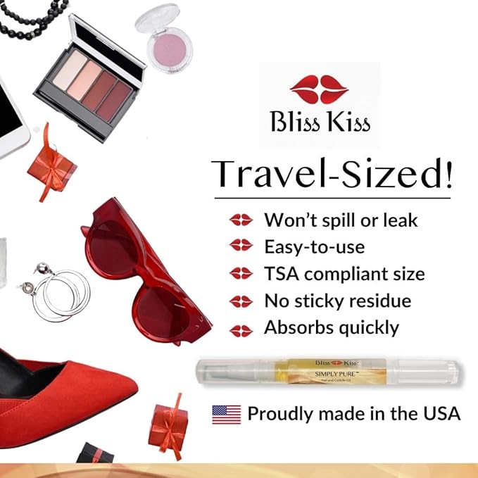 Bliss Kiss | 4 Vanilla Fragrance Nail Oil Cuticle Pens w/Vitamin E & Jojoba⏤Nail Strengthener Nail Growth Serum for Brittle Peeling Breaking Thin Nails