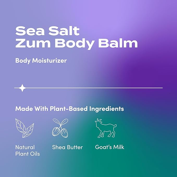 Zum Indigo Wild Body Balm - Body Moisturizer for Women & Men - Includes Goat's Milk, Shea Butter & More - Natural Skin Moisturizer - Sea Salt Scent - 2.5 oz