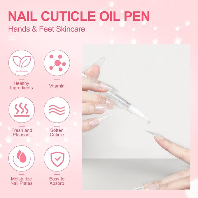 COSCELIA 8pcs Cuticle Oil for Nails Cuticle Oil Pen Bulk for Nail Care Gel Polish Softener and Strengthener Natural Moist Gel Nail Nourishment Treatment Manicure Tools DIY Gifts for Women