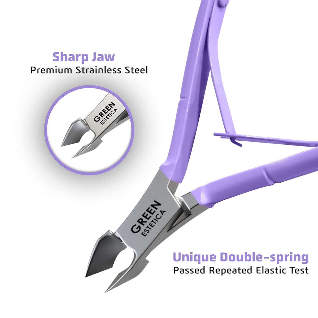 Professional Cuticle Trimmer Nail Cuticle Cutter Stainless Steel Cuticle Nippers with Sharp Blades of Cuticle Clippers Manicure Tools with Double Spring for Nail Care Pedicure Nail Tools (Purple)