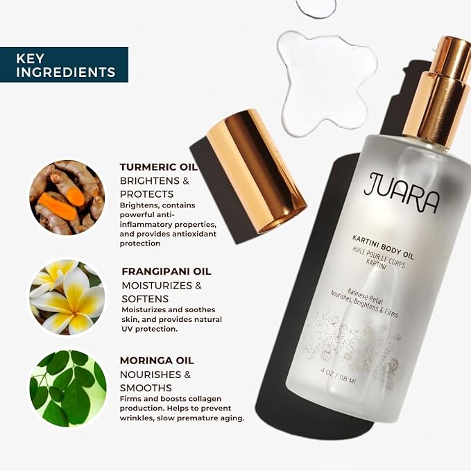 Juara Kartini Body Oil — Deluxe Hydration for Skin, Hands, Feet, Hair — Dry Skin Therapy — Moisturizing Treatment — Fast Absorbing — Cruelty Free, Paraben & Sulfate Free, Vegetarian — 4 oz