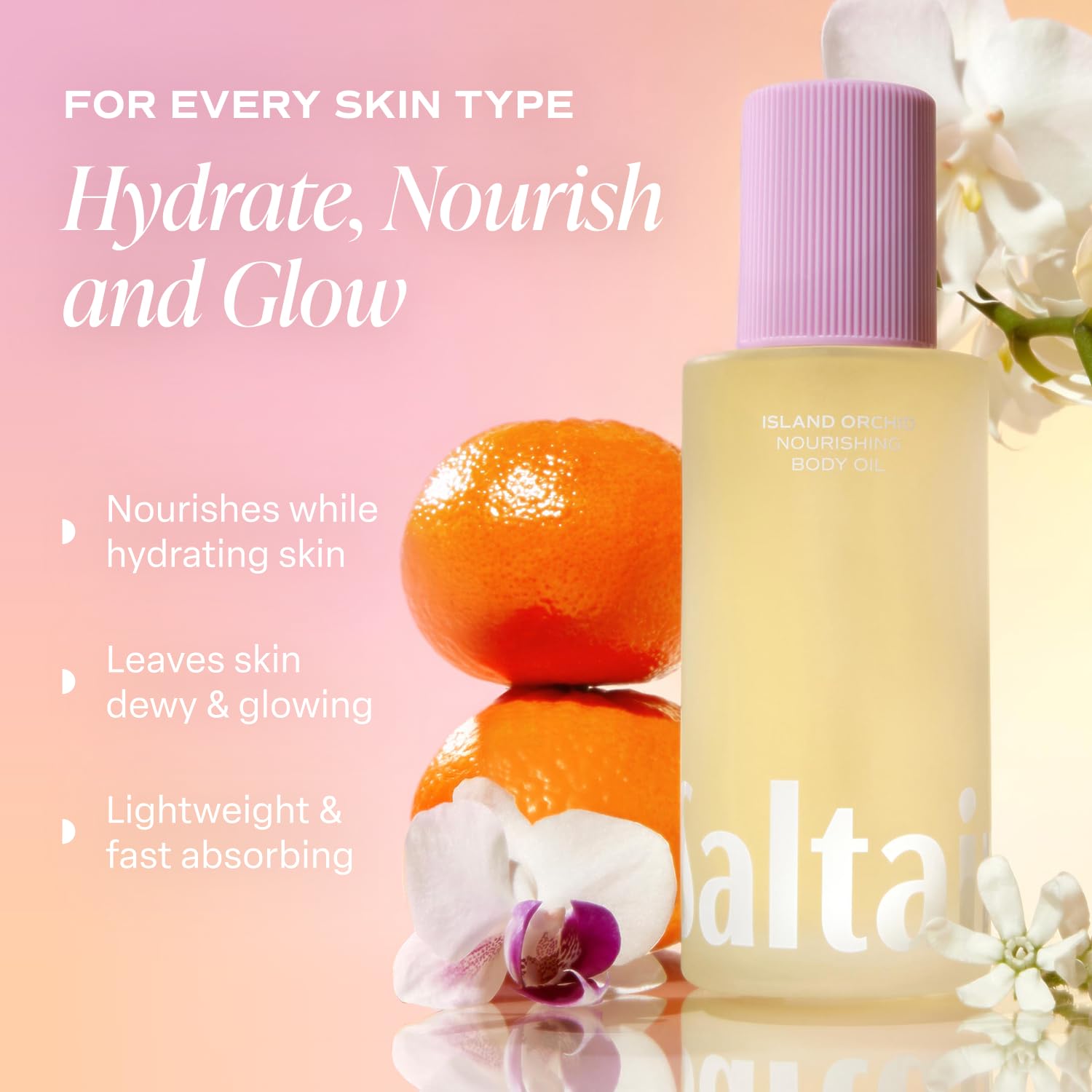 Saltair Body Oil. Luxurious Island Orchid After Shower and Bath Oil Moisturizer for Women. Botanical, Non-Greasy, and Well-Absorbing Lotion for Hydrating Dry Skin. 4oz Pump Bottle