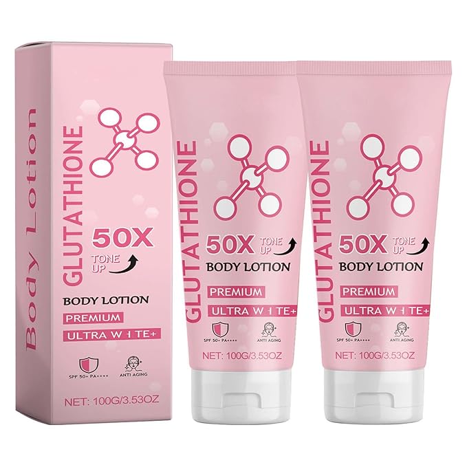 2PCS Glutathione 50x Tone Up Body Lotion, Glutathione Body Cream, Moisturizing and Soft Skin Body Lotion for Women and All Skin Types
