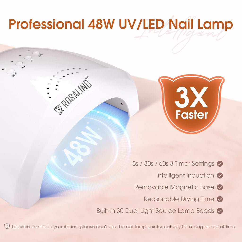 ROSALIND Poly Nail Gel Kit -14 Colors + 75 Nail Art Accessories Kit Nude Pink Series Poly Gel with Big Uv Light 48W and Electric Nail Drill Poly Nail Gel Starter Kit with Everything Gift